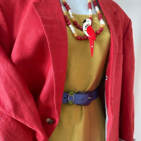 Long yellow silk and linen dress - Picture 4 of 15
